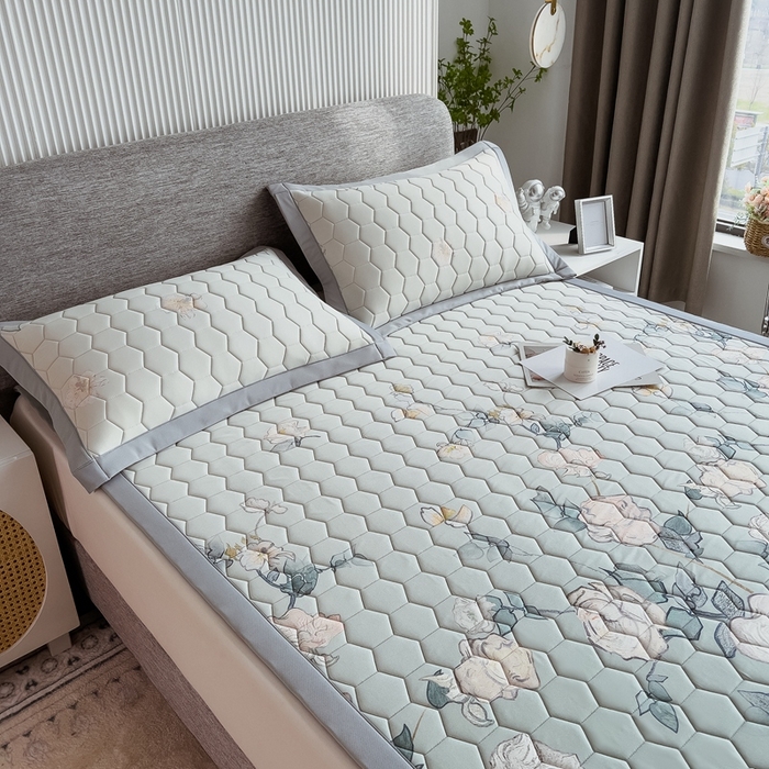 91家纺网 家纺一手货源 找家纺 慕尚家纺 2025新款加厚印花乳胶席凉感丝乳胶凉席 复古生活