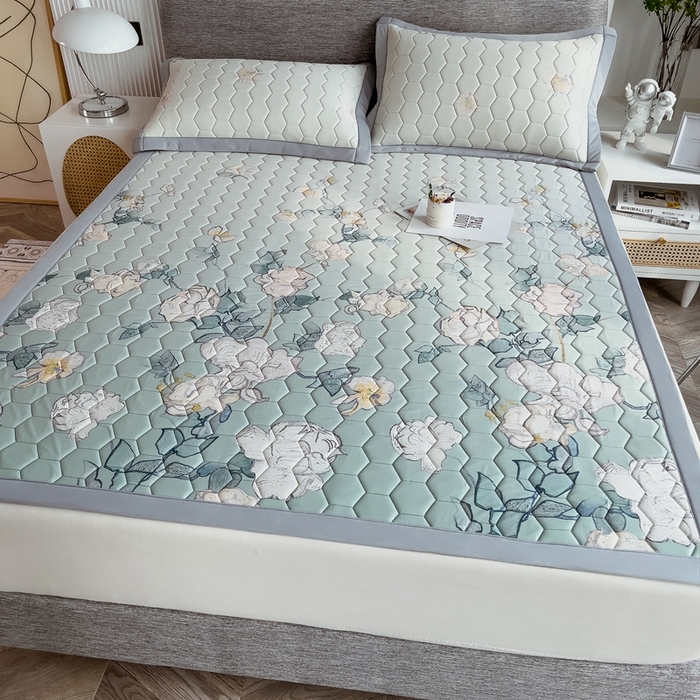 91家纺网 家纺一手货源 找家纺 慕尚家纺 2025新款加厚印花乳胶席凉感丝乳胶凉席 复古生活