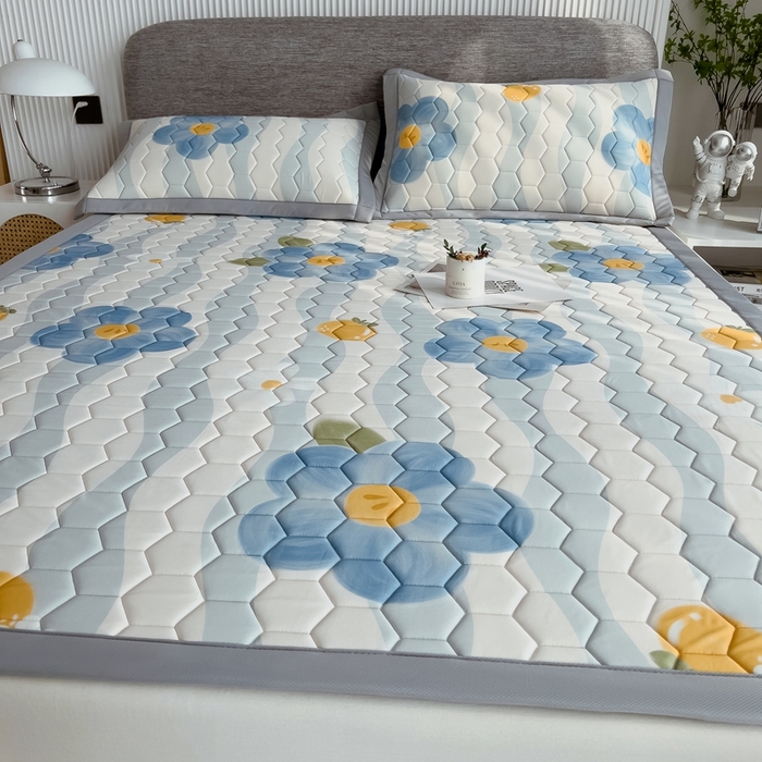 91家纺网 家纺一手货源 找家纺 慕尚家纺 2025新款加厚印花乳胶席凉感丝乳胶凉席 法式花花