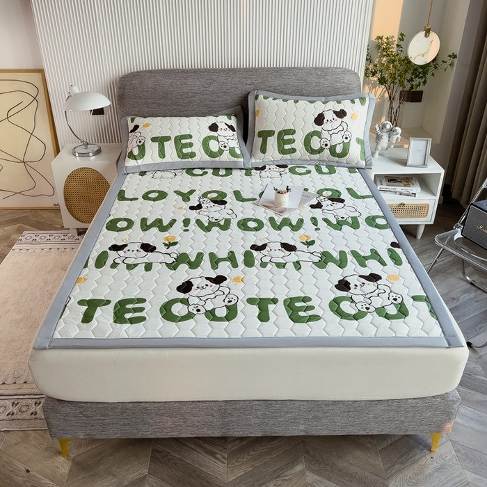 91家纺网 家纺一手货源 找家纺 慕尚家纺 2025新款加厚印花乳胶席凉感丝乳胶凉席 爬爬狗