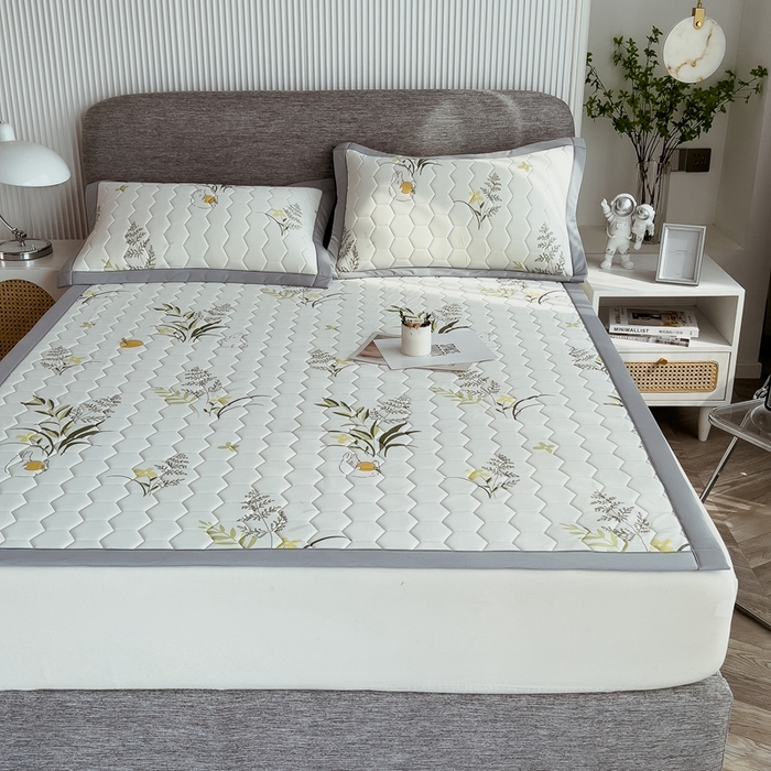 91家纺网 家纺一手货源 找家纺 慕尚家纺 2025新款加厚印花乳胶席凉感丝乳胶凉席 麦穗兔