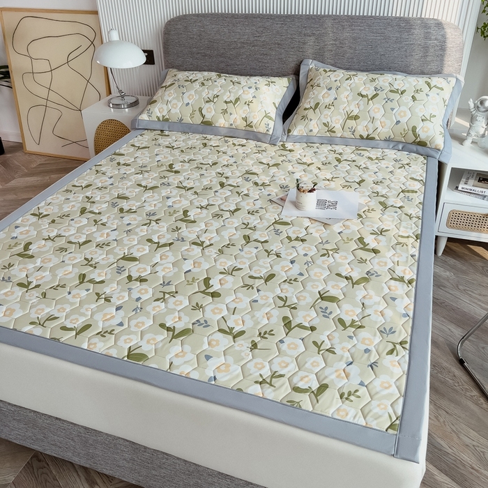 91家纺网 家纺一手货源 找家纺 慕尚家纺 2025新款加厚印花乳胶席凉感丝乳胶凉席 花季