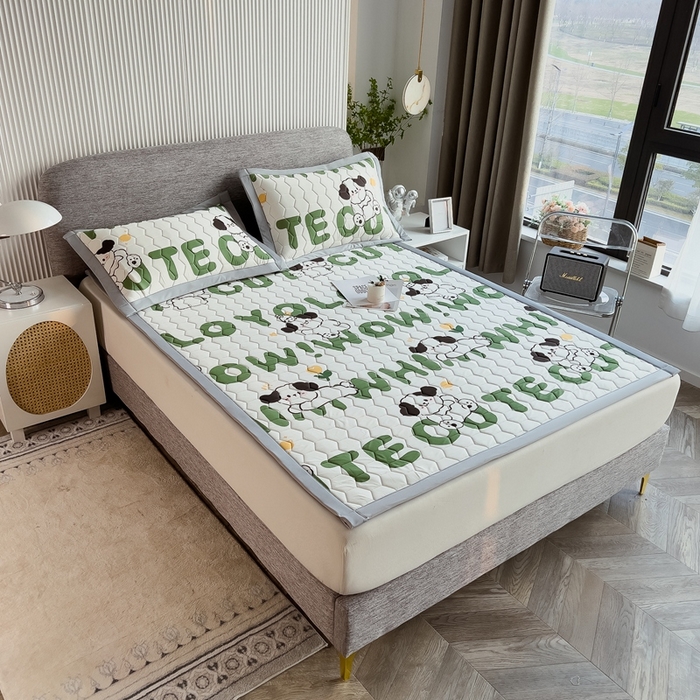 91家纺网 家纺一手货源 找家纺 慕尚家纺 2025新款加厚印花乳胶席凉感丝乳胶凉席 爬爬狗