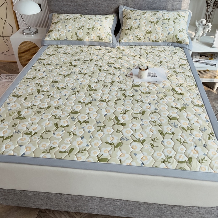 91家纺网 家纺一手货源 找家纺 慕尚家纺 2025新款加厚印花乳胶席凉感丝乳胶凉席 花季