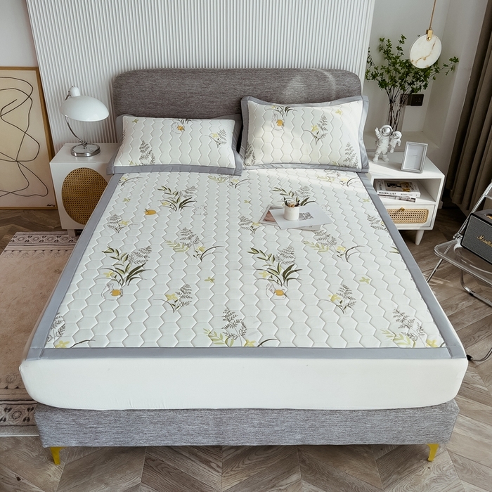 91家纺网 家纺一手货源 找家纺 慕尚家纺 2025新款加厚印花乳胶席凉感丝乳胶凉席 麦穗兔