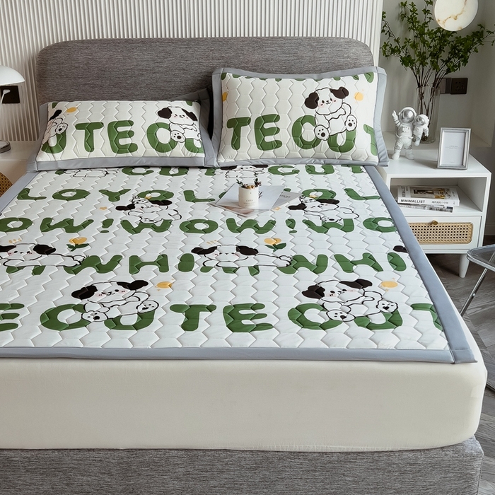 91家纺网 家纺一手货源 找家纺 慕尚家纺 2025新款加厚印花乳胶席凉感丝乳胶凉席 爬爬狗