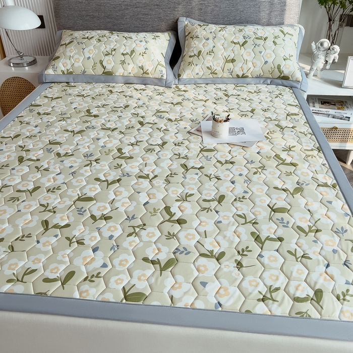 91家纺网 家纺一手货源 找家纺 慕尚家纺 2025新款加厚印花乳胶席凉感丝乳胶凉席 花季