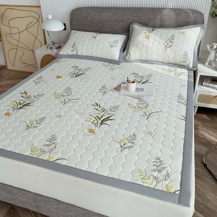 91家纺网 家纺一手货源 找家纺 慕尚家纺 2025新款加厚印花乳胶席凉感丝乳胶凉席 麦穗兔