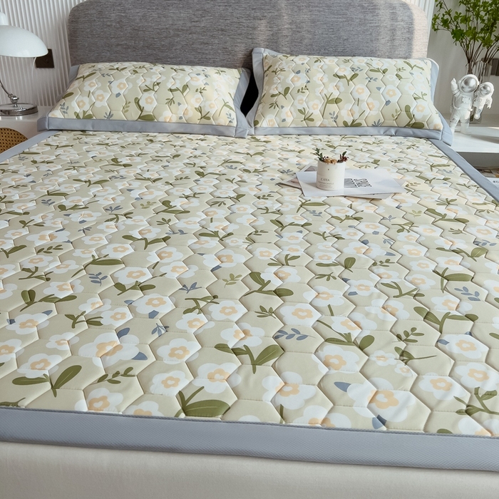 91家纺网 家纺一手货源 找家纺 慕尚家纺 2025新款加厚印花乳胶席凉感丝乳胶凉席 花季