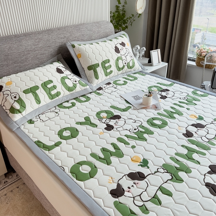 91家纺网 家纺一手货源 找家纺 慕尚家纺 2025新款加厚印花乳胶席凉感丝乳胶凉席 爬爬狗