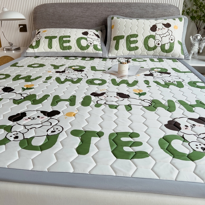 91家纺网 家纺一手货源 找家纺 慕尚家纺 2025新款加厚印花乳胶席凉感丝乳胶凉席 爬爬狗