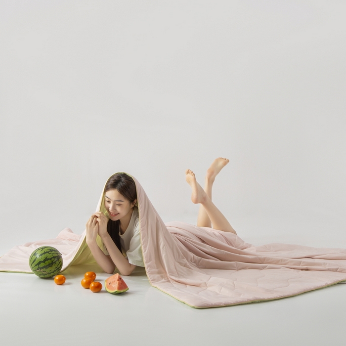 91家纺网 家纺一手货源 找家纺 慕尚家纺 2025新款凉感丝瓜瓜被 白桃抹茶