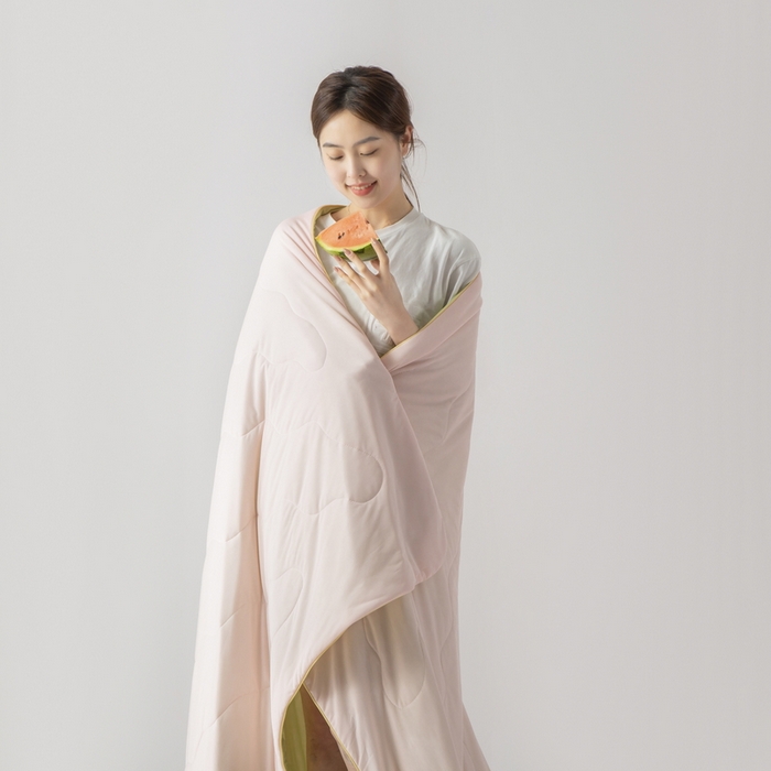 91家纺网 家纺一手货源 找家纺 慕尚家纺 2025新款凉感丝瓜瓜被 白桃抹茶