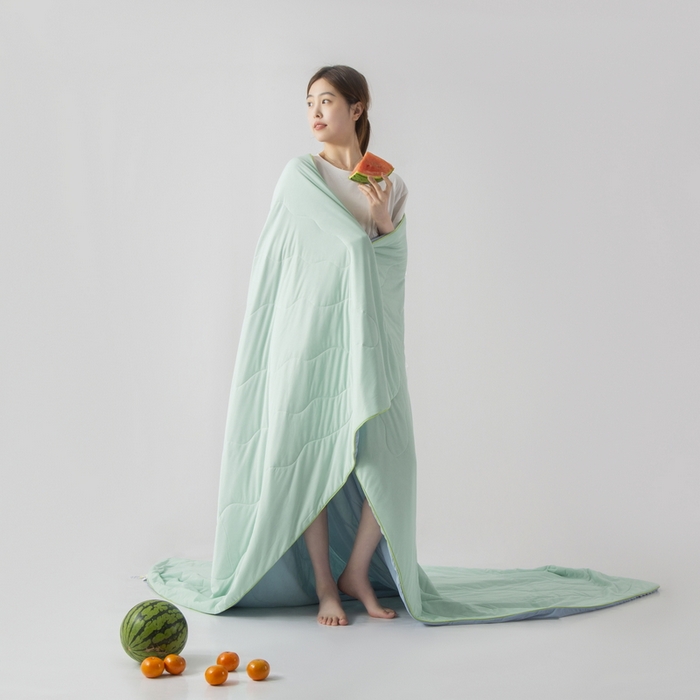 91家纺网 家纺一手货源 找家纺 慕尚家纺 2025新款凉感丝瓜瓜被 蜜瓜绿