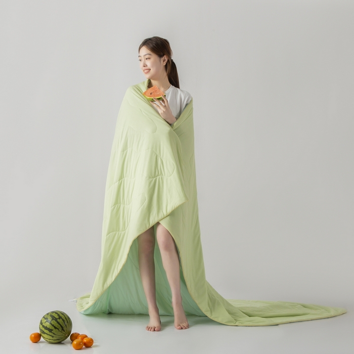 91家纺网 家纺一手货源 找家纺 慕尚家纺 2025新款凉感丝瓜瓜被 四季奶青