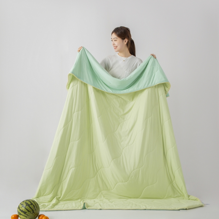 91家纺网 家纺一手货源 找家纺 慕尚家纺 2025新款凉感丝瓜瓜被 四季奶青