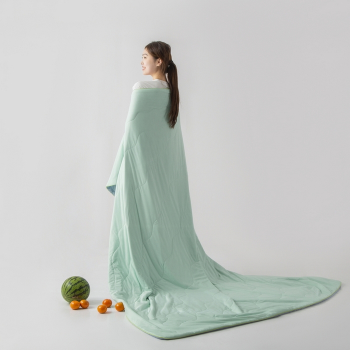 91家纺网 家纺一手货源 找家纺 慕尚家纺 2025新款凉感丝瓜瓜被 蜜瓜绿