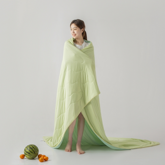 91家纺网 家纺一手货源 找家纺 慕尚家纺 2025新款凉感丝瓜瓜被 四季奶青