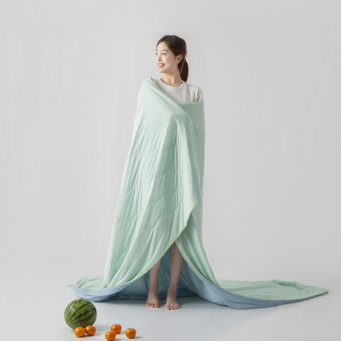 91家纺网 家纺一手货源 找家纺 慕尚家纺 2025新款凉感丝瓜瓜被 蜜瓜绿