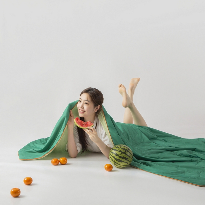 91家纺网 家纺一手货源 找家纺 慕尚家纺 2025新款凉感丝瓜瓜被 西瓜抹茶