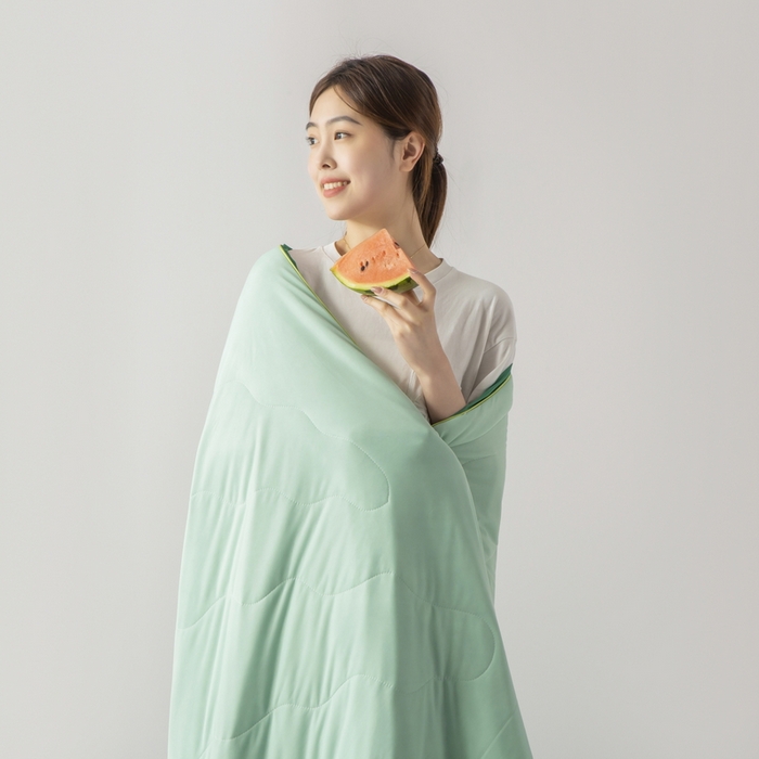 91家纺网 家纺一手货源 找家纺 慕尚家纺 2025新款凉感丝瓜瓜被 西瓜生椰