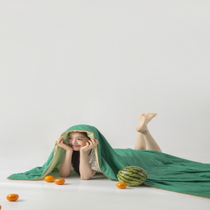 91家纺网 家纺一手货源 找家纺 慕尚家纺 2025新款凉感丝瓜瓜被 西瓜抹茶