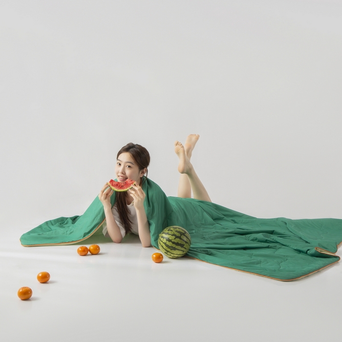 91家纺网 家纺一手货源 找家纺 慕尚家纺 2025新款凉感丝瓜瓜被 西瓜抹茶