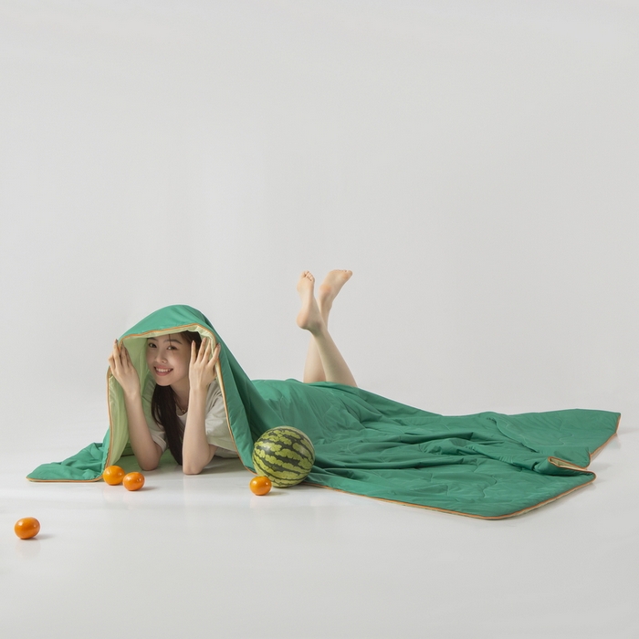 91家纺网 家纺一手货源 找家纺 慕尚家纺 2025新款凉感丝瓜瓜被 西瓜抹茶