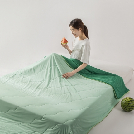 91家纺网 家纺一手货源 找家纺 慕尚家纺 2025新款凉感丝瓜瓜被 西瓜生椰