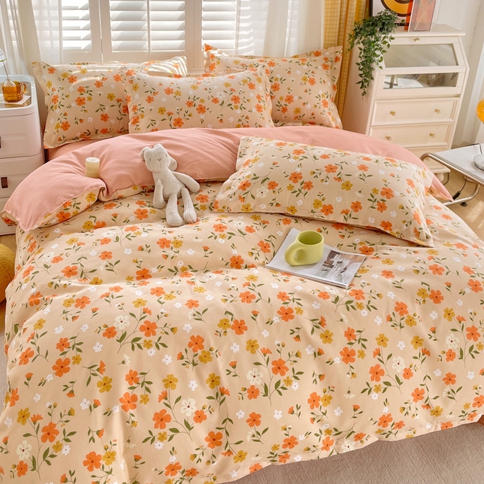 91家纺网 家纺一手货源 找家纺 金丝兔 2023新款高克重植物羊绒生态加厚磨毛印花四件套 漫语佳人