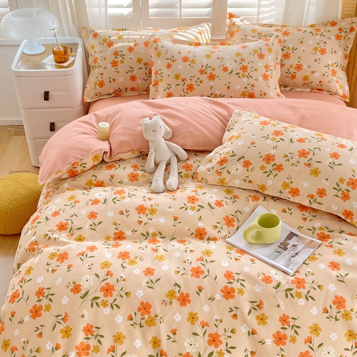 91家纺网 家纺一手货源 找家纺 金丝兔 2023新款高克重植物羊绒生态加厚磨毛印花四件套 漫语佳人