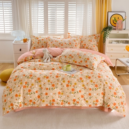 91家纺网 家纺一手货源 找家纺 金丝兔 2023新款高克重植物羊绒生态加厚磨毛印花四件套 漫语佳人