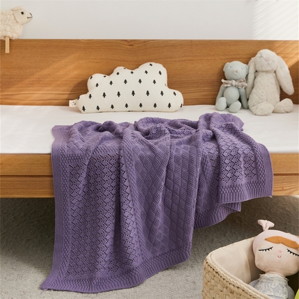 91家纺网 家纺一手货源 找家纺 暖绵绵 2025新款儿童全棉盖毯针织毯子-森友卉 梦幻紫