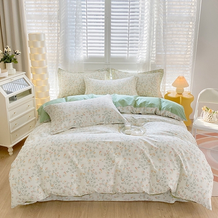 元元 2023新款13372全棉印花四件套 雪莉-绿