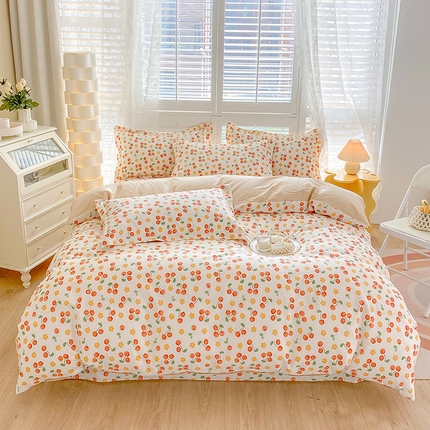 91家纺网 家纺一手货源 找家纺 元元 2023新款13372全棉印花四件套 樱桃园