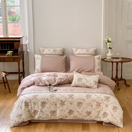 91家纺网 家纺一手货源 找家纺 （总）玉宇阁 2023新款100S长绒棉刺绣工艺款四件套-莫桑