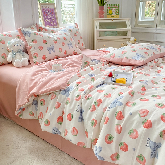 91家纺网 家纺一手货源 找家纺 （总）梦之岛 2023新款A类母婴级双层纱水洗棉麻夏凉被四件套