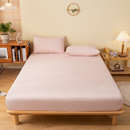 91家纺网 家纺一手货源 找家纺 居眠2023新款原棉纯色单层床笠系列 粉玉