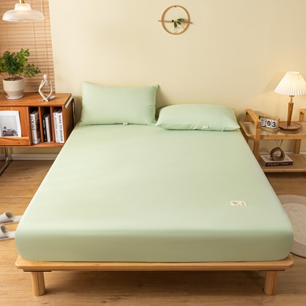 91家纺网 家纺一手货源 找家纺 居眠2023新款原棉纯色单层床笠系列 草绿
