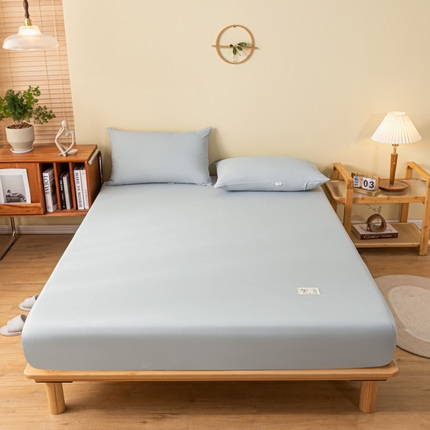 91家纺网 家纺一手货源 找家纺 居眠2023新款原棉纯色单层床笠系列 浅灰