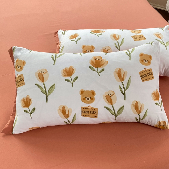 91家纺网 家纺一手货源 找家纺 梦之岛 2023新款A类母婴级双层纱水洗棉麻夏凉被四件套 可爱熊