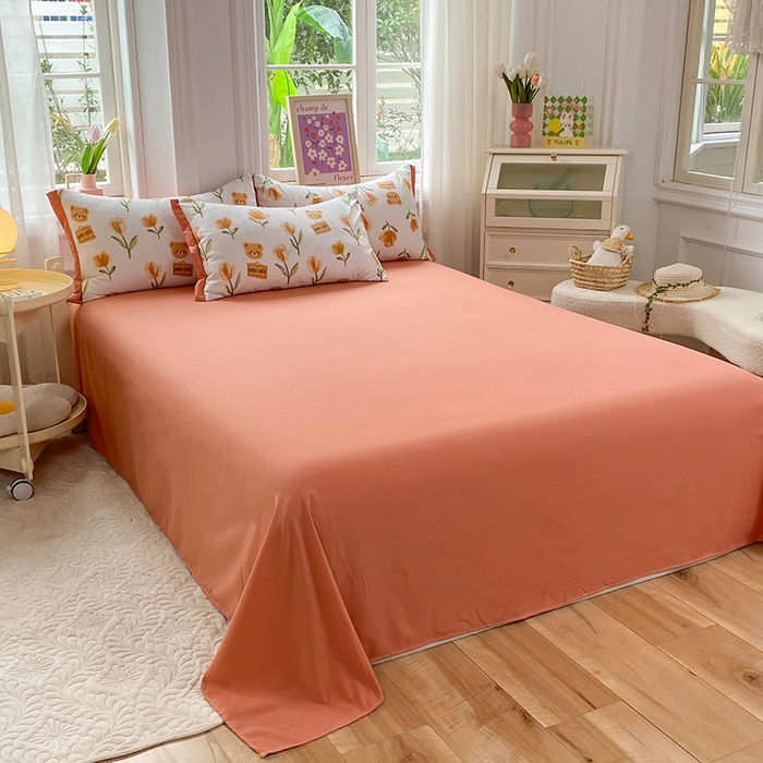 91家纺网 家纺一手货源 找家纺 梦之岛 2023新款A类母婴级双层纱水洗棉麻夏凉被四件套 可爱熊