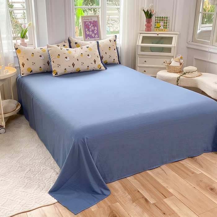 91家纺网 家纺一手货源 找家纺 梦之岛 2023新款A类母婴级双层纱水洗棉麻夏凉被四件套 小菠萝