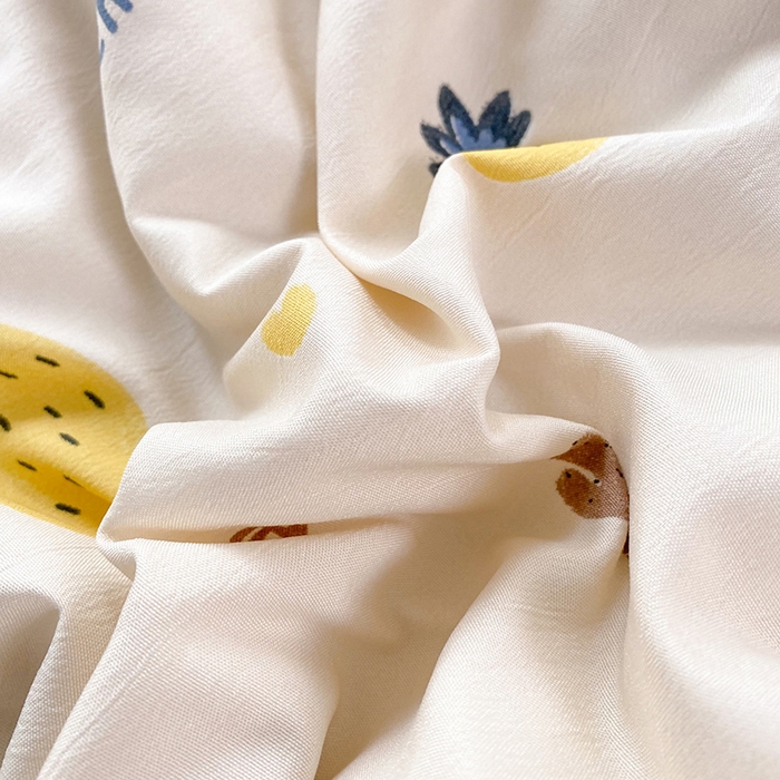 91家纺网 家纺一手货源 找家纺 梦之岛 2023新款A类母婴级双层纱水洗棉麻夏凉被四件套 小菠萝