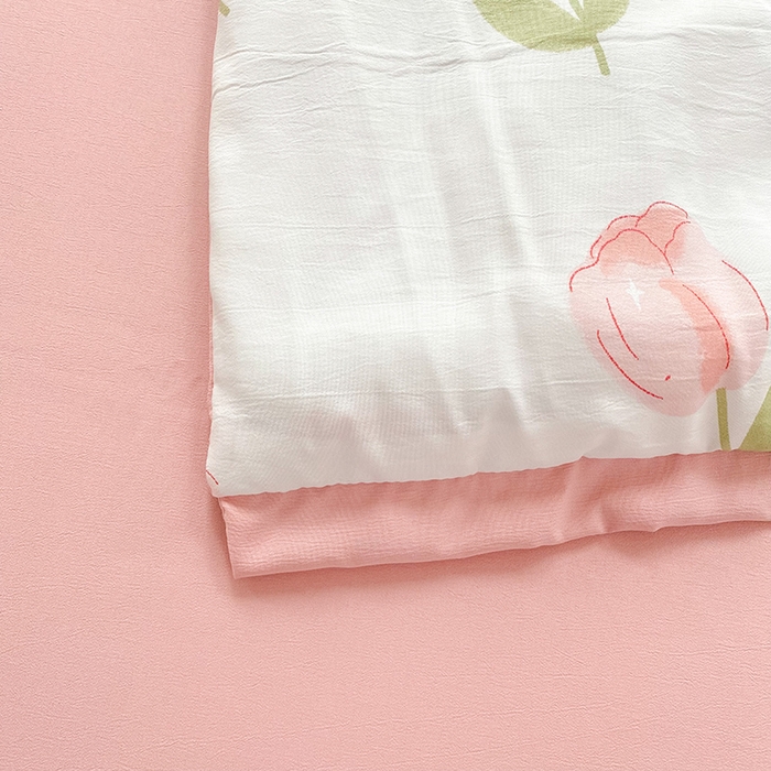 91家纺网 家纺一手货源 找家纺 梦之岛 2023新款A类母婴级双层纱水洗棉麻夏凉被四件套 甜心兔