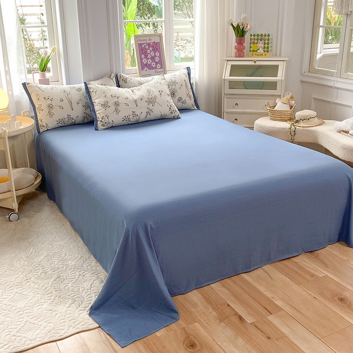 91家纺网 家纺一手货源 找家纺 梦之岛 2023新款A类母婴级双层纱水洗棉麻夏凉被四件套 雅韵