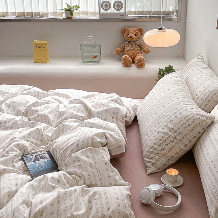 91家纺网 家纺一手货源 找家纺 麦伦2023新款40s13372ins小清新全棉四件套第三波 樱桃花