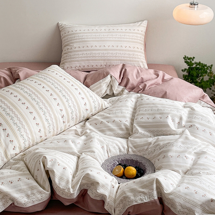 91家纺网 家纺一手货源 找家纺 麦伦2023新款40s13372ins小清新全棉四件套第三波 樱桃花