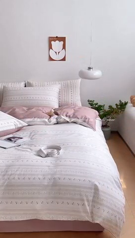 91家纺网 家纺一手货源 找家纺 麦伦2023新款40s13372ins小清新全棉四件套第三波 樱桃花