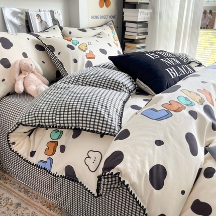 HL原创2023新款贝壳边全棉四件套 斑点色彩
